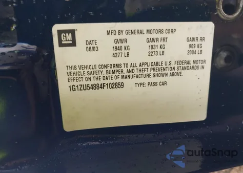 2004 Chevrolet Malibu Lt z USA, uszkodzony, nr VIN 1G1ZU54884F102859